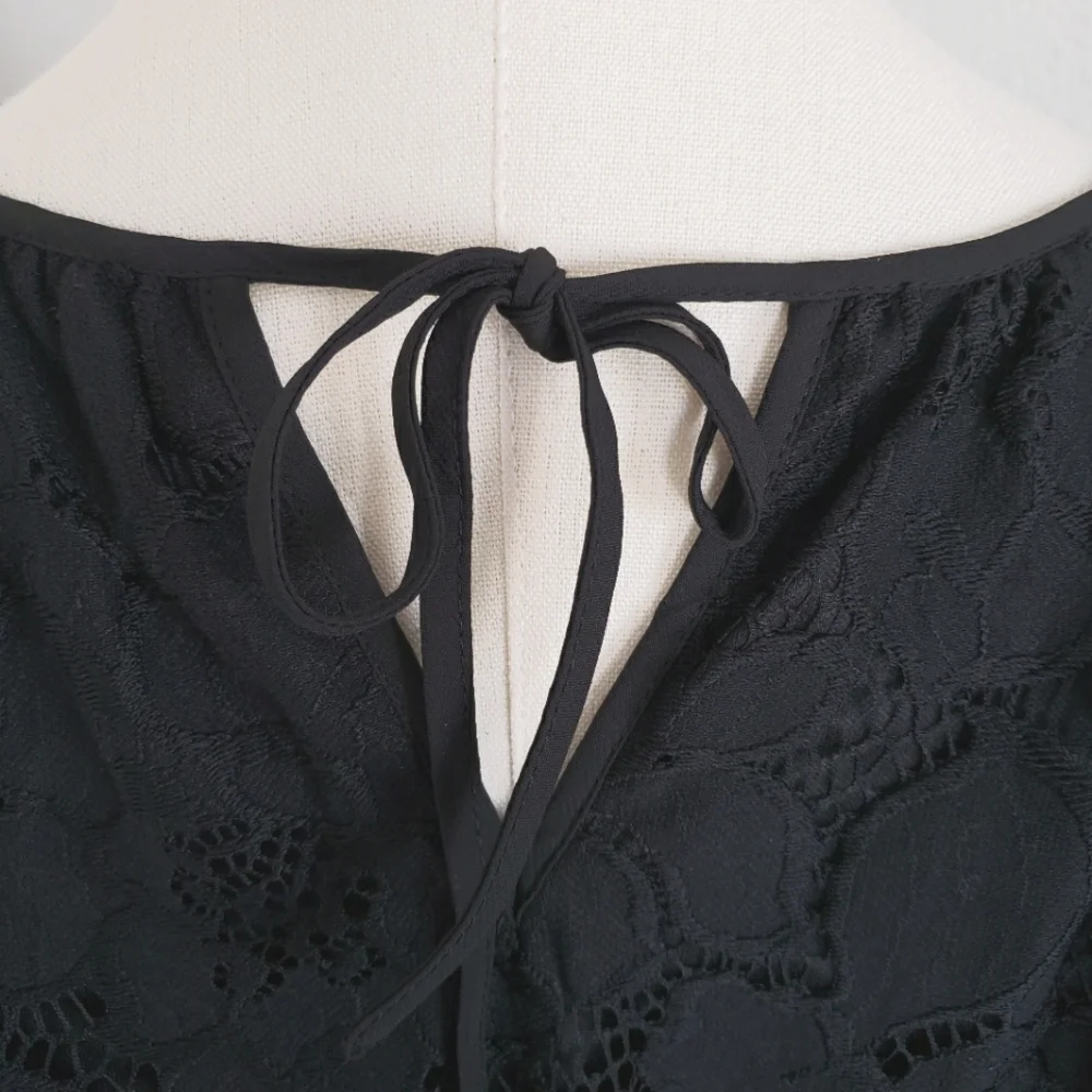 MARC NEW YORK Black Long Sleeve Lace Blouson Peplum Blouse--NWT--S - Picture 5 of 14